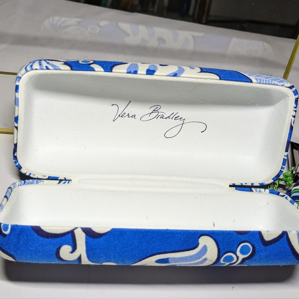 Vera Bradley 💠Blue Lagoon Hard Case Eyeglass +kiss lock coin wallet - Picture 4 of 7